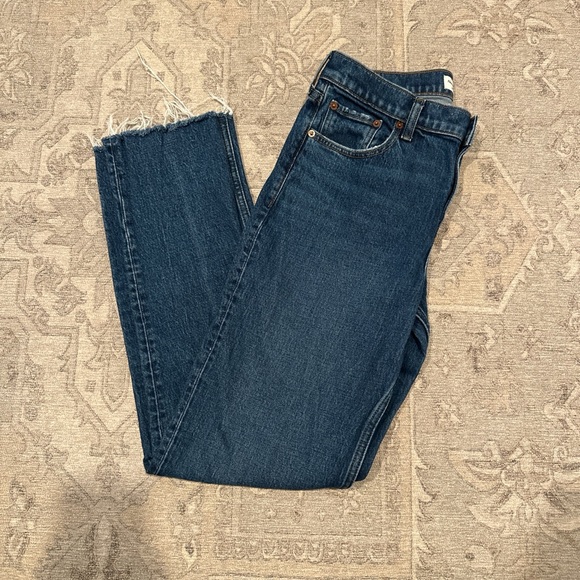 Abercrombie & Fitch Mid Rise 90s Straight Jeans With Raw Hem Size 29 Regular - Picture 1 of 6